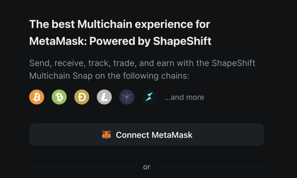 Connect ShapeShift to MetaMask