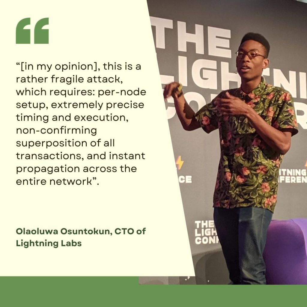 Quote Osuntokun on Vulnerability Bitcoin's Lightning Network